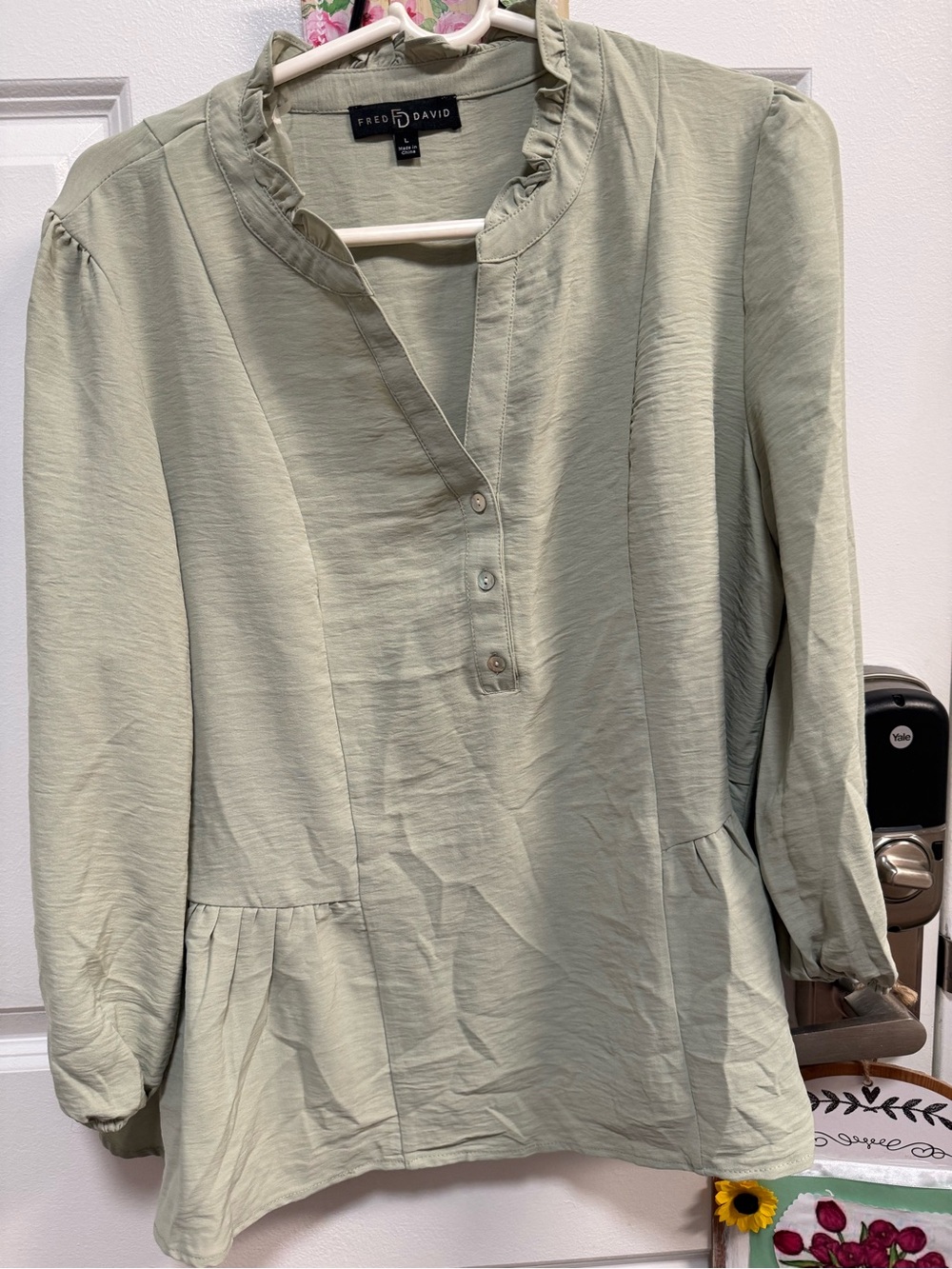 Fred David Sage Ruffle-Trim Button Placket Blouse